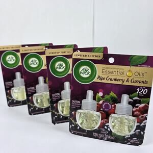 4 Air Wick Ripe Cranberry & Currantslimited Edition Scented Oil Warm 8 Refills